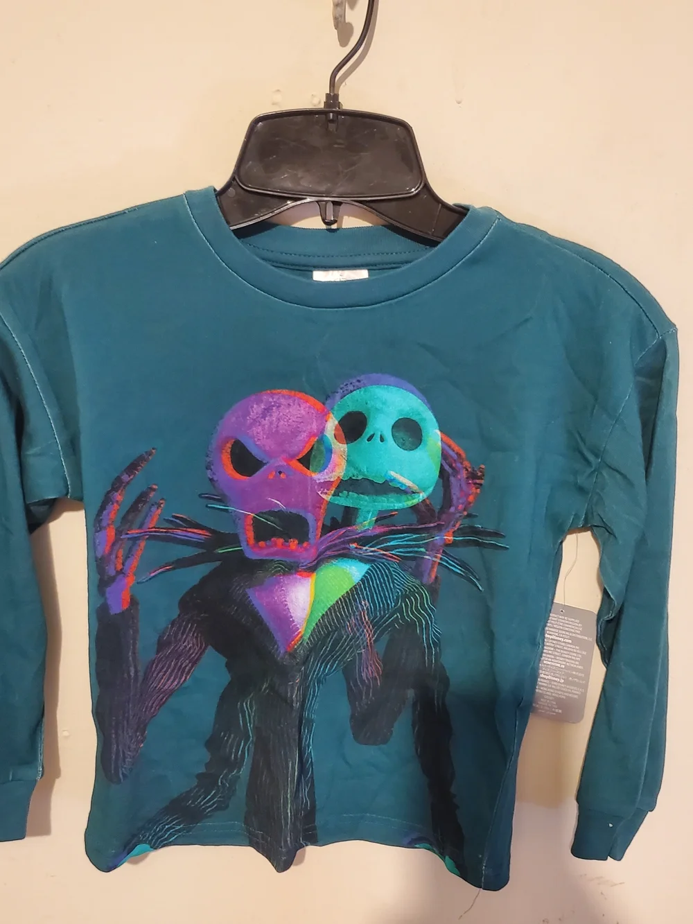 Disney Teal Long-Sleeve Graphic Tee - Neon Skull Duo